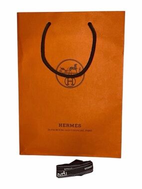 Hermès Paper Shopping Bag Small Luxury Gift Bag Designer Packaging w/ Ribbon